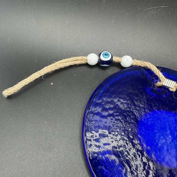 Large Blue Evil Eye Turkish Glass Wall Hanging Protection Amulet Nazar Decor 6" - Picture 6 of 9